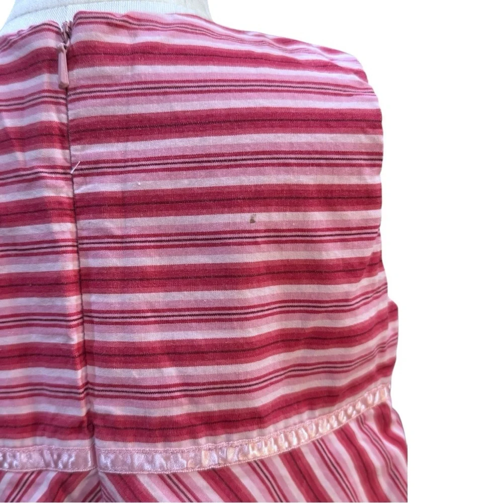 Vintage Baby Gap Y2K Pink Striped Empire Waist Dress Bow Detail Toddler 2 Years